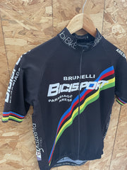 Brunelli Bicisport Cycling Jersey L Black Short Sleeve Full Zip Bicycle Race