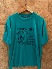 Vintage 80s green Exxon USA Fairfield dog single stitch souvenir t-shirt size XL