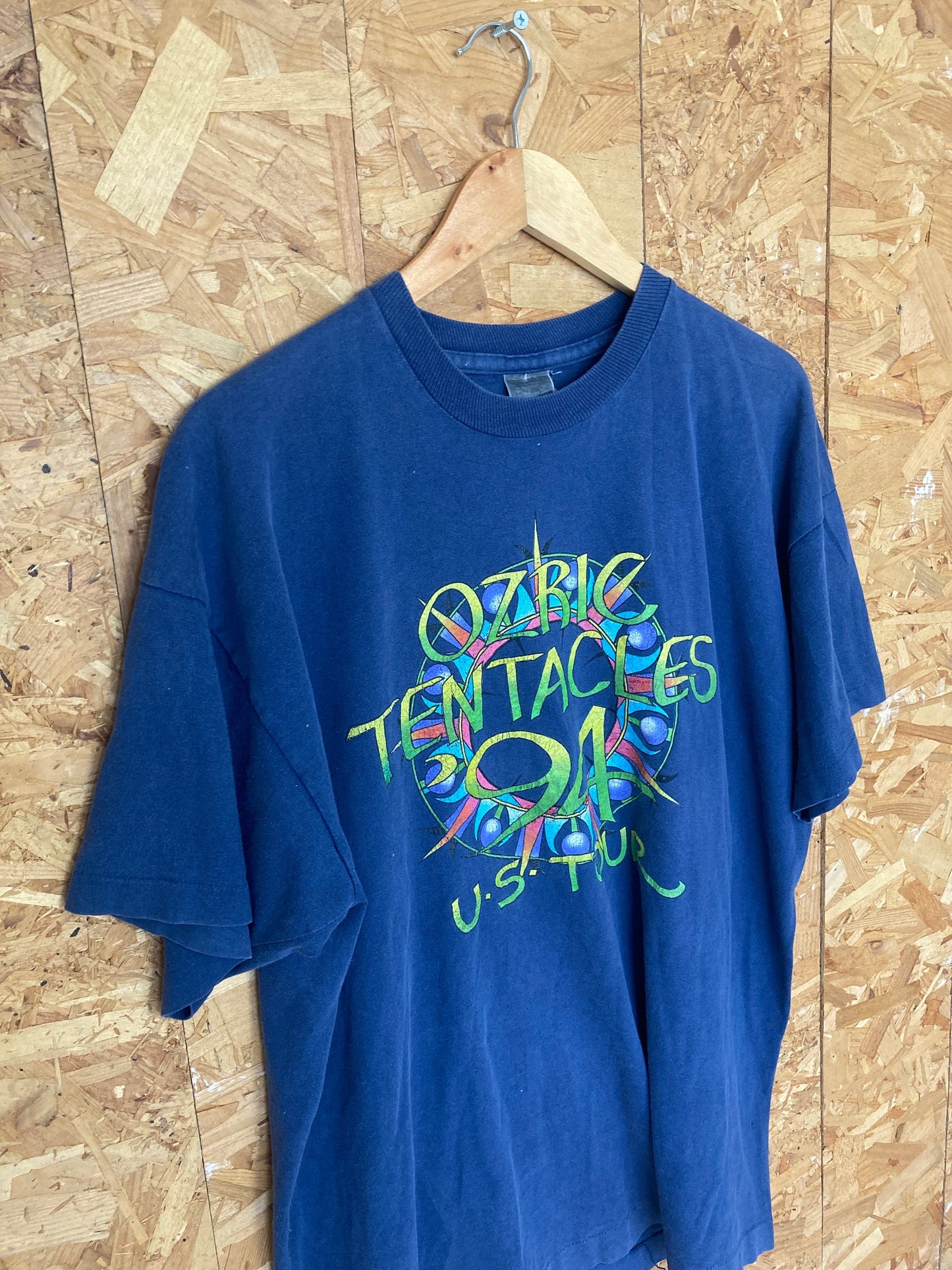 Vintage 94 Ozric Tentacles ultravision USA tour double sided navy blue t shirt size XL