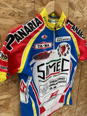 Vintage Anna Neri Cycling Jersey Simec Panaria Red Blue Yellow L'Eroica Size S