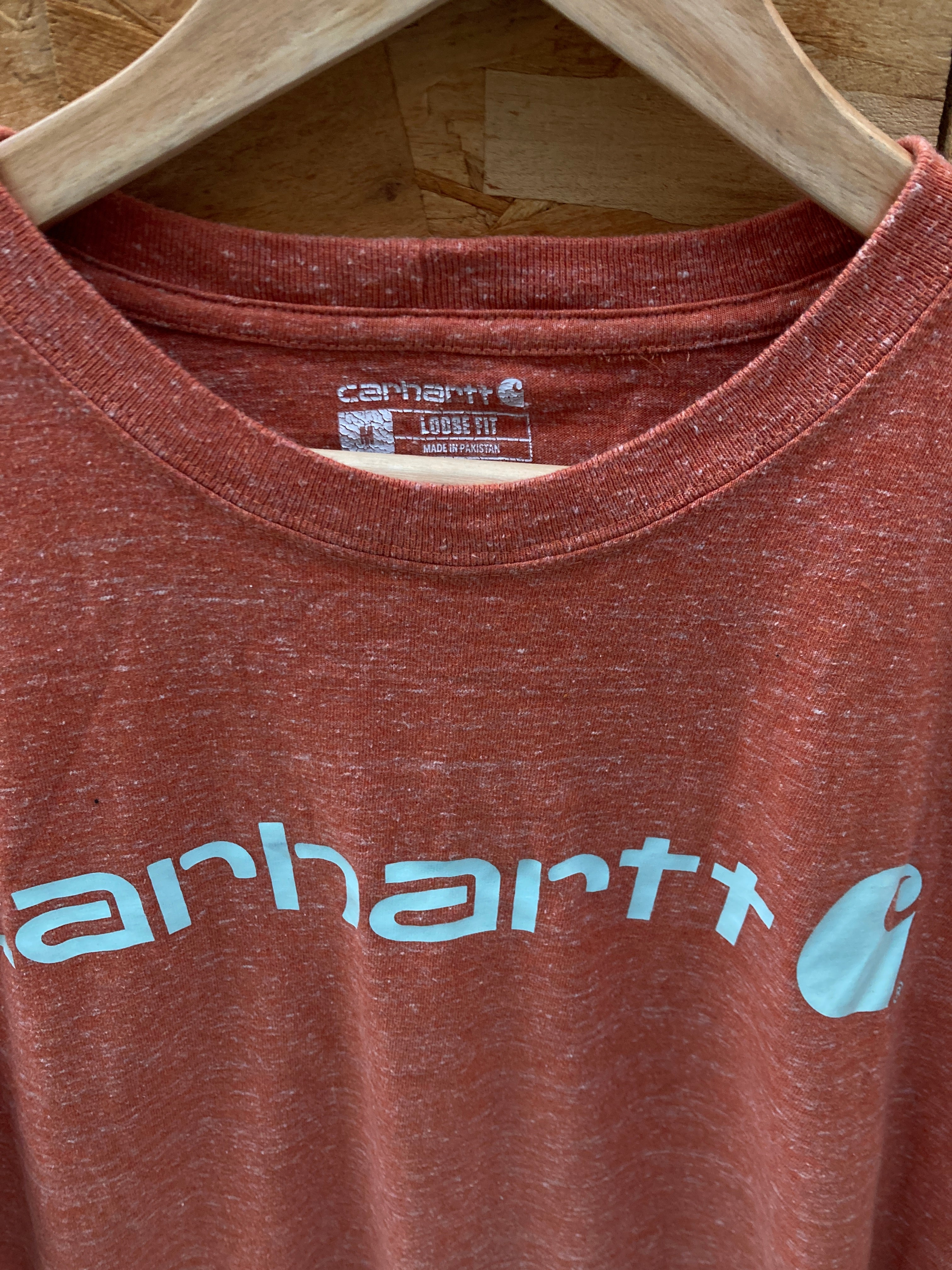 Vintage Y2K Carhartt salmon loose fit print worker t-shirt size medium
