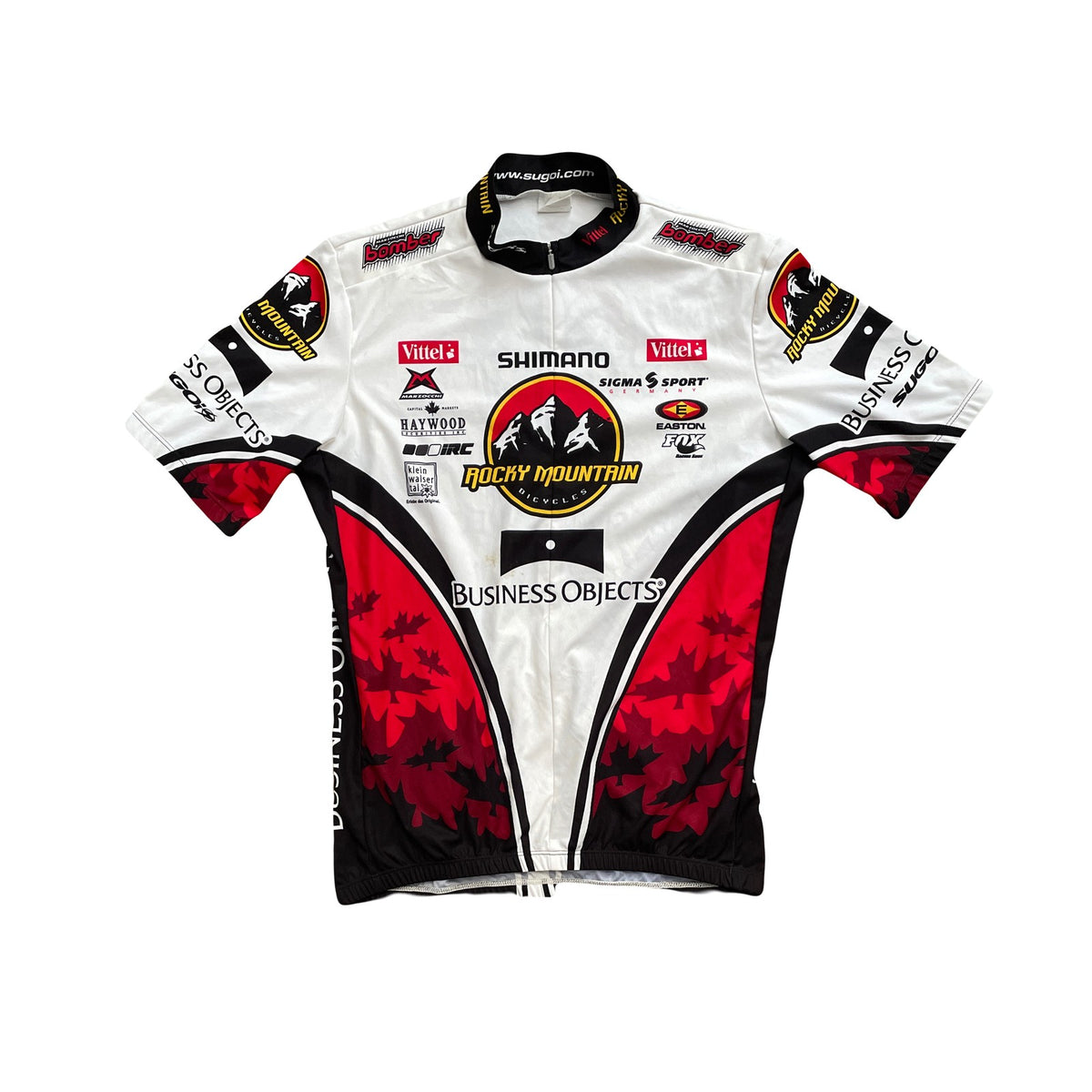 Sugoi Rocky Mountain Bicycles Cycling Jersey Shirt Men's XL White Red Shimano