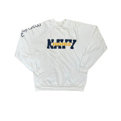 Vintage 90s Annapolis Navy Sweatshirt S White Raglan Crewneck USA Made
