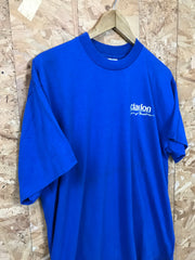 Vintage 90s Clarion Car Audio USA souvenir workers promotional blue quirky t-shirt size XL