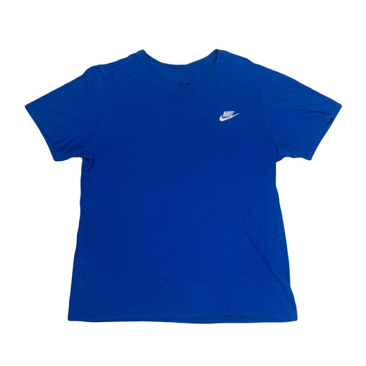 Vintage Y2K mid blue minimal nike embroidered logo t-shirt size large