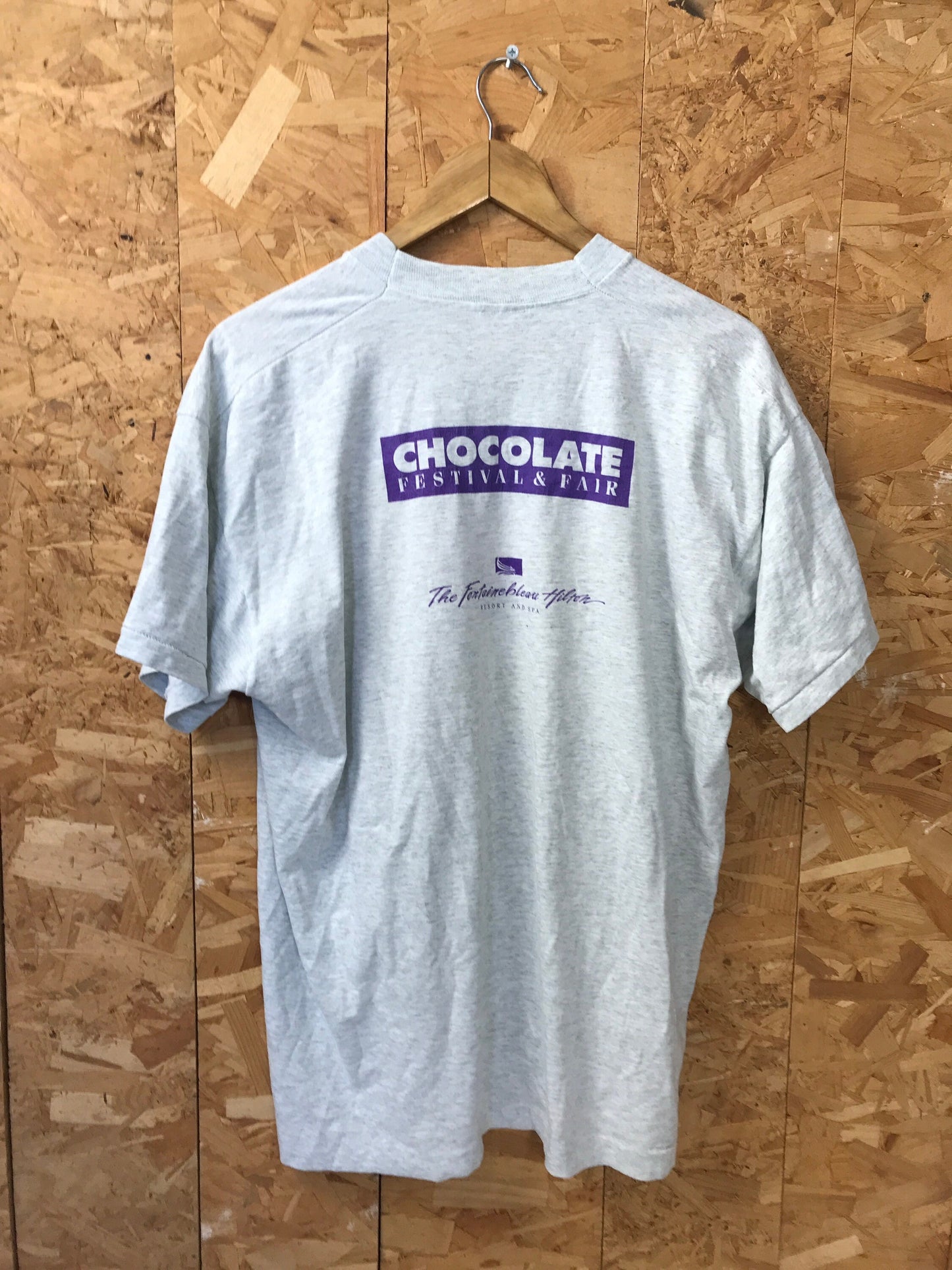 Vintage 90s Hot Chocolate festival & fair souvenir grey marl t-shirt size XL