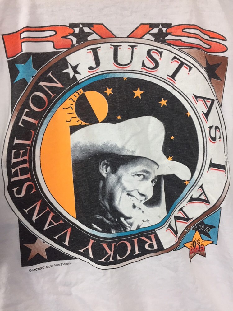 Vintage 93 Ricky Van Shelton country western music tour USA Souvenir t-shirt size XL
