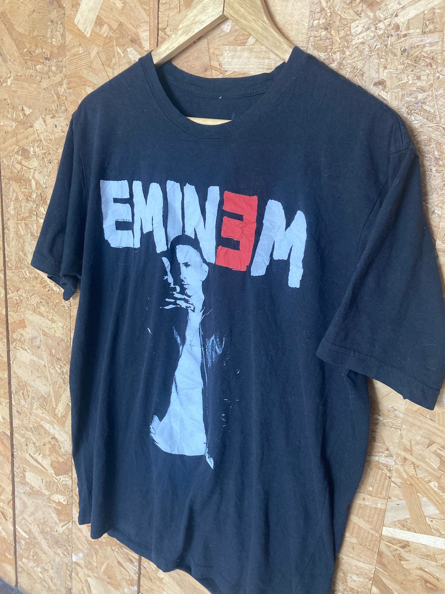 Vintage Y2K black Eminem red white print rap hip hop t-shirt size X-large by Bravado