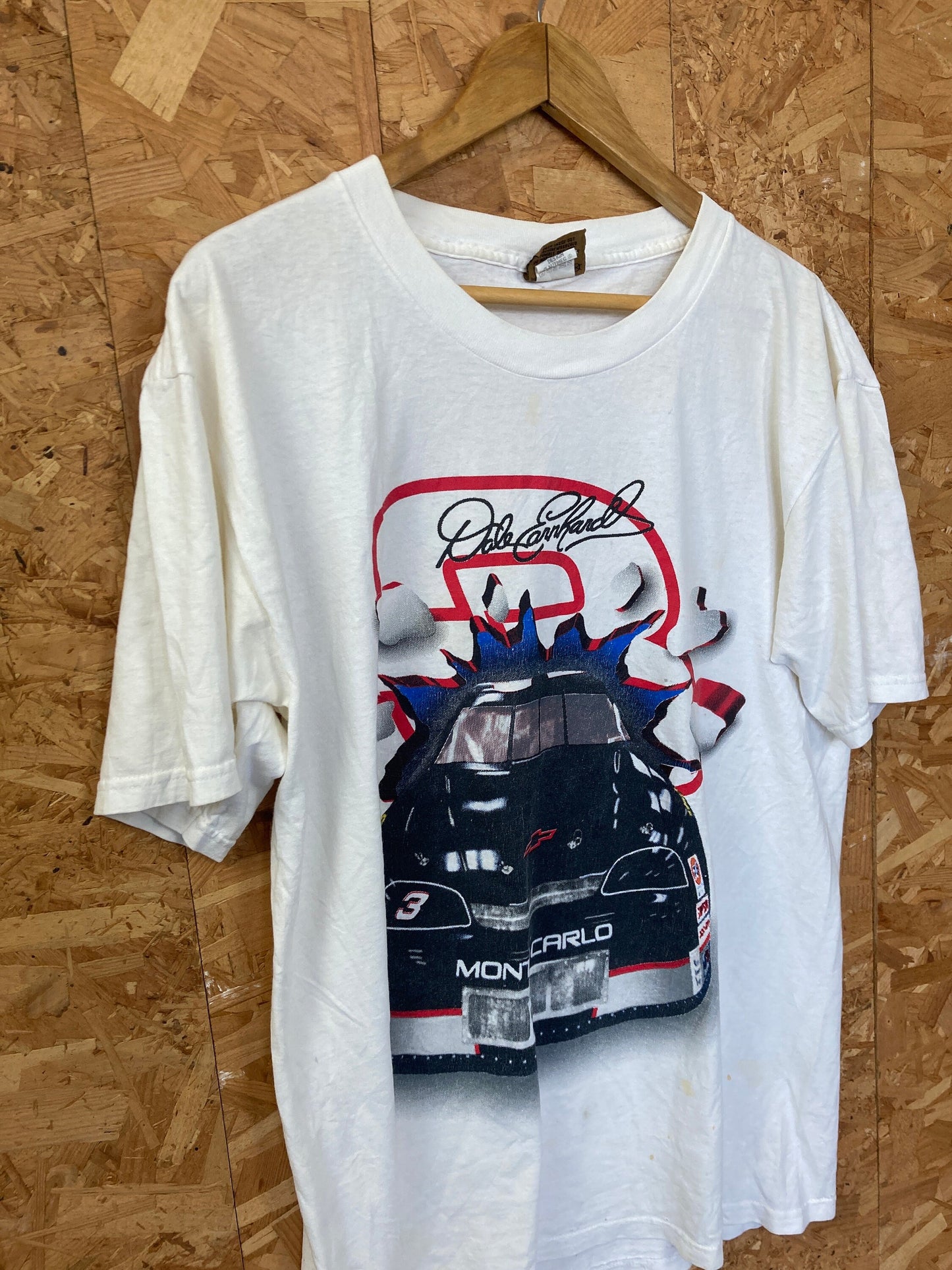 Vintage Y2K white NASCAR Dale Earnhardt t shirt size large by nutmeg thrashed grade B