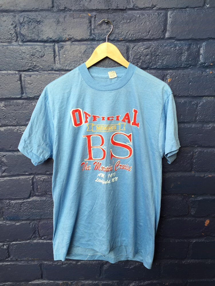 Vintage 90s Official member bob Steve morning cruiser USA souvenir light blue t shirt size large