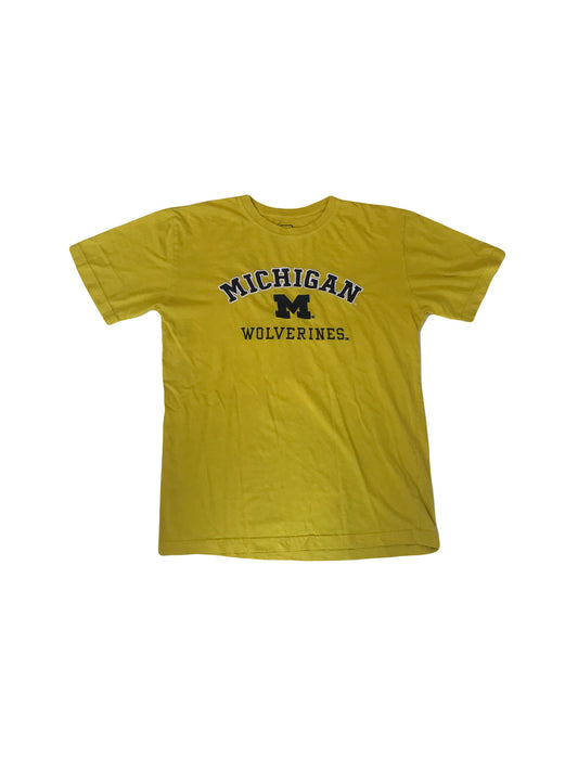 Vintage 90s Michigan Wolverines embroidered USA college team sports neon yellow t-shirt size medium