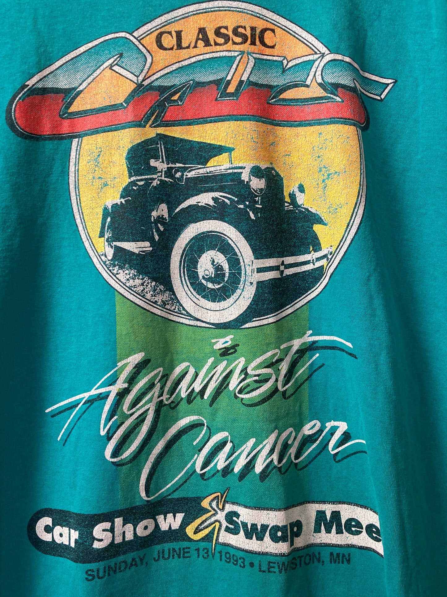 Vintage 93 green classic car meet single stitch souvenir t-shirt size large