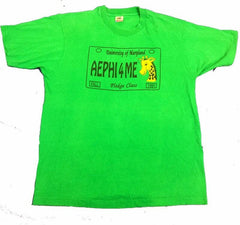 Vintage 1991 USA university of Maryland pledge class giraffe AEPHI4ME green t-shirt size XL
