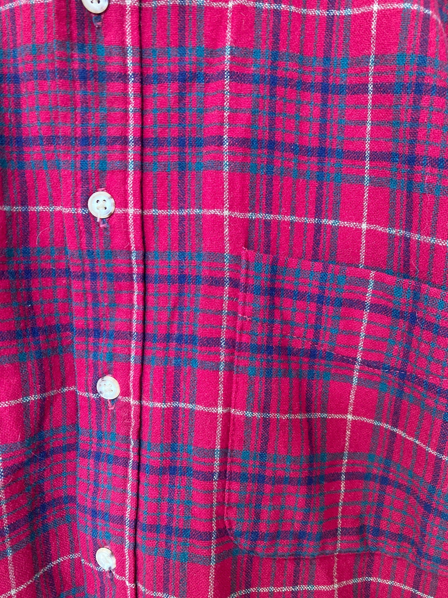 Vintage 90s Pendleton USA made red green fine check 100% virgin wool shirt size XL