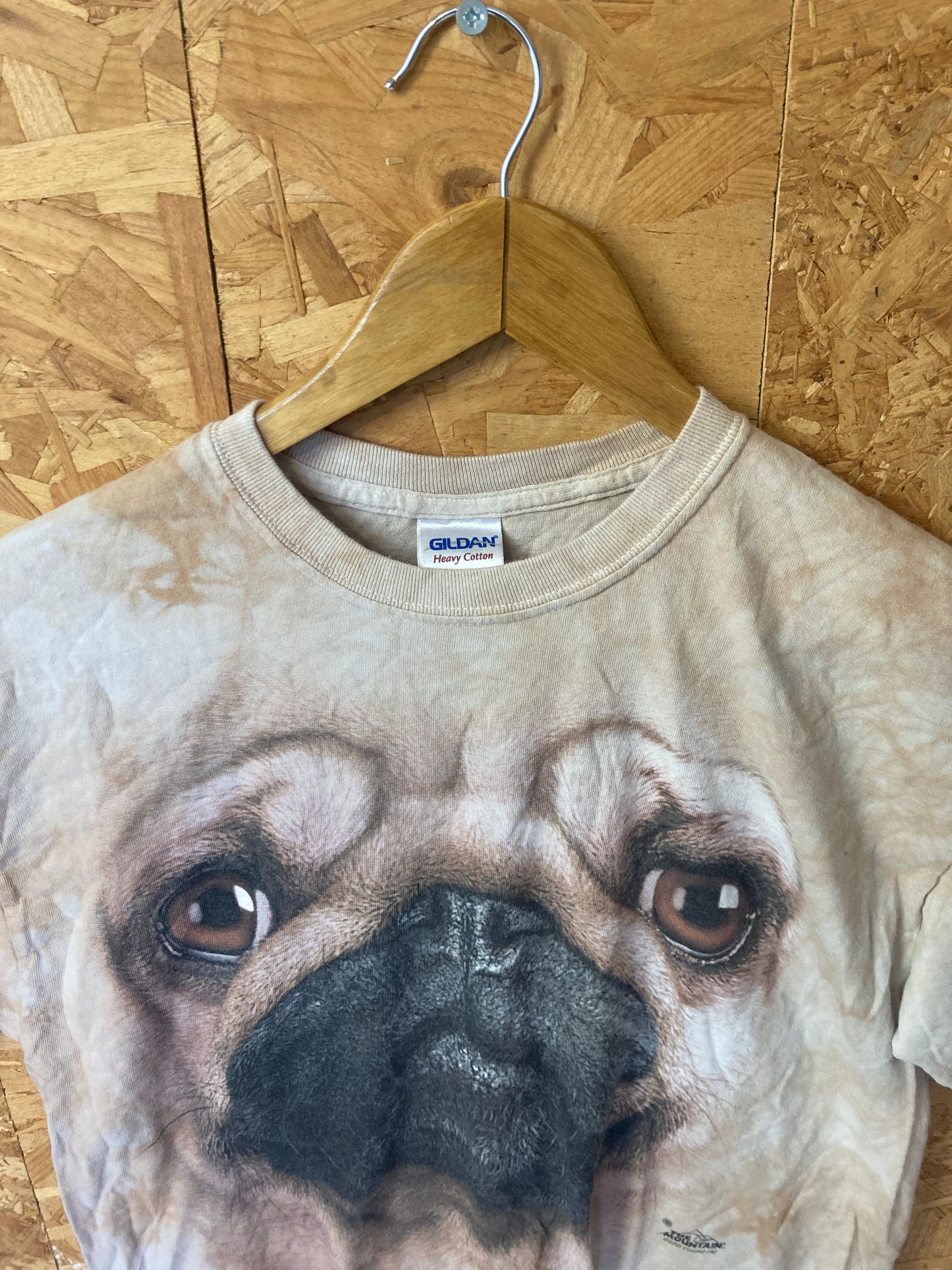 Vintage  Y2K tie dye beige french bulldog print souvenir t-shirt size medium