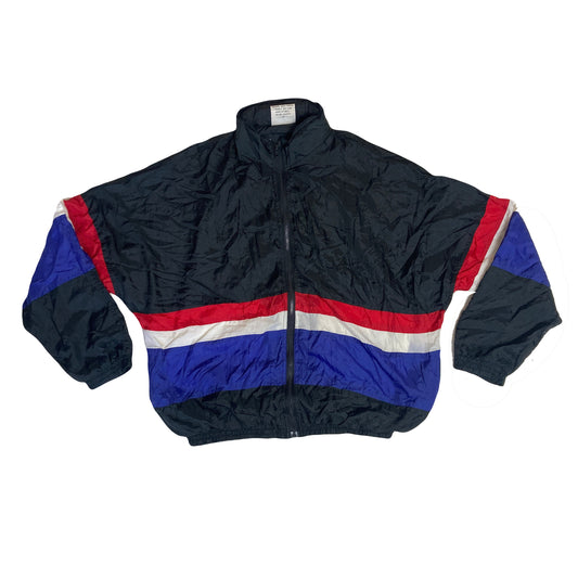 Vintage 80s black red blue shell track jacket size large by Avait Sportif