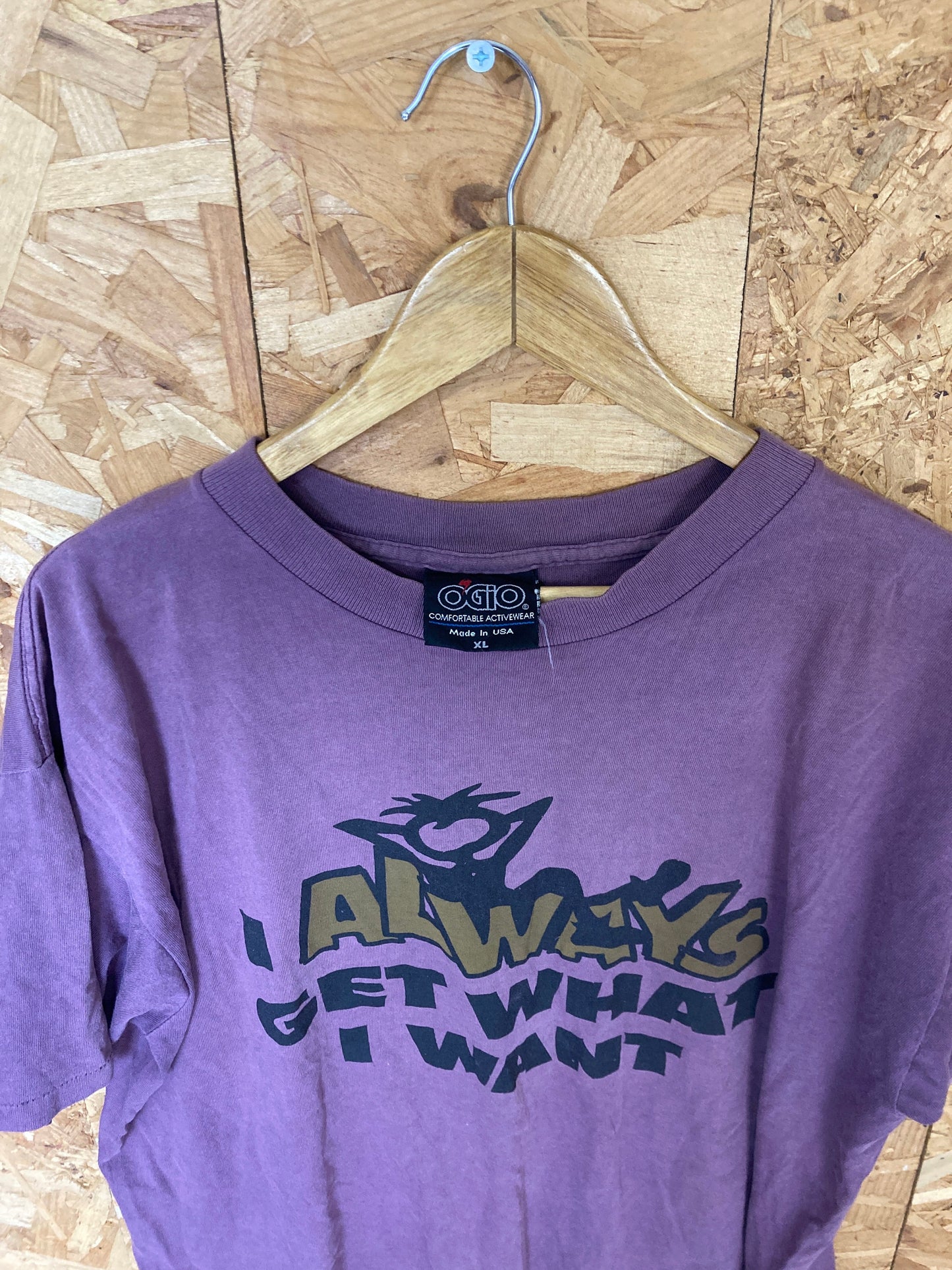 Vintage 90s I Always Get What i Want dark mauve purple single stitch USA t-shirt size XL