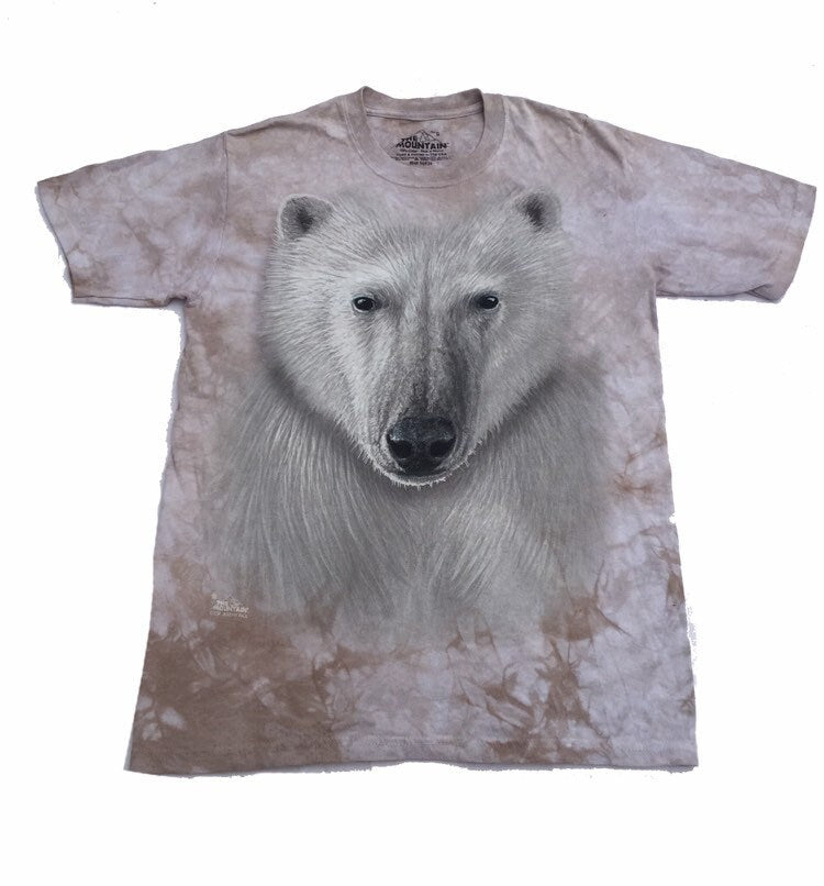 Vintage beige nature animal scene polar bear tie dye t-shirt by The Mountain size small