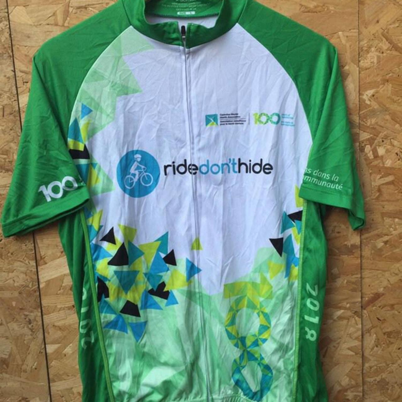 Green White 100 year centenary Rocky Mountain Canada souvenir tour de France style Race Jersey size large