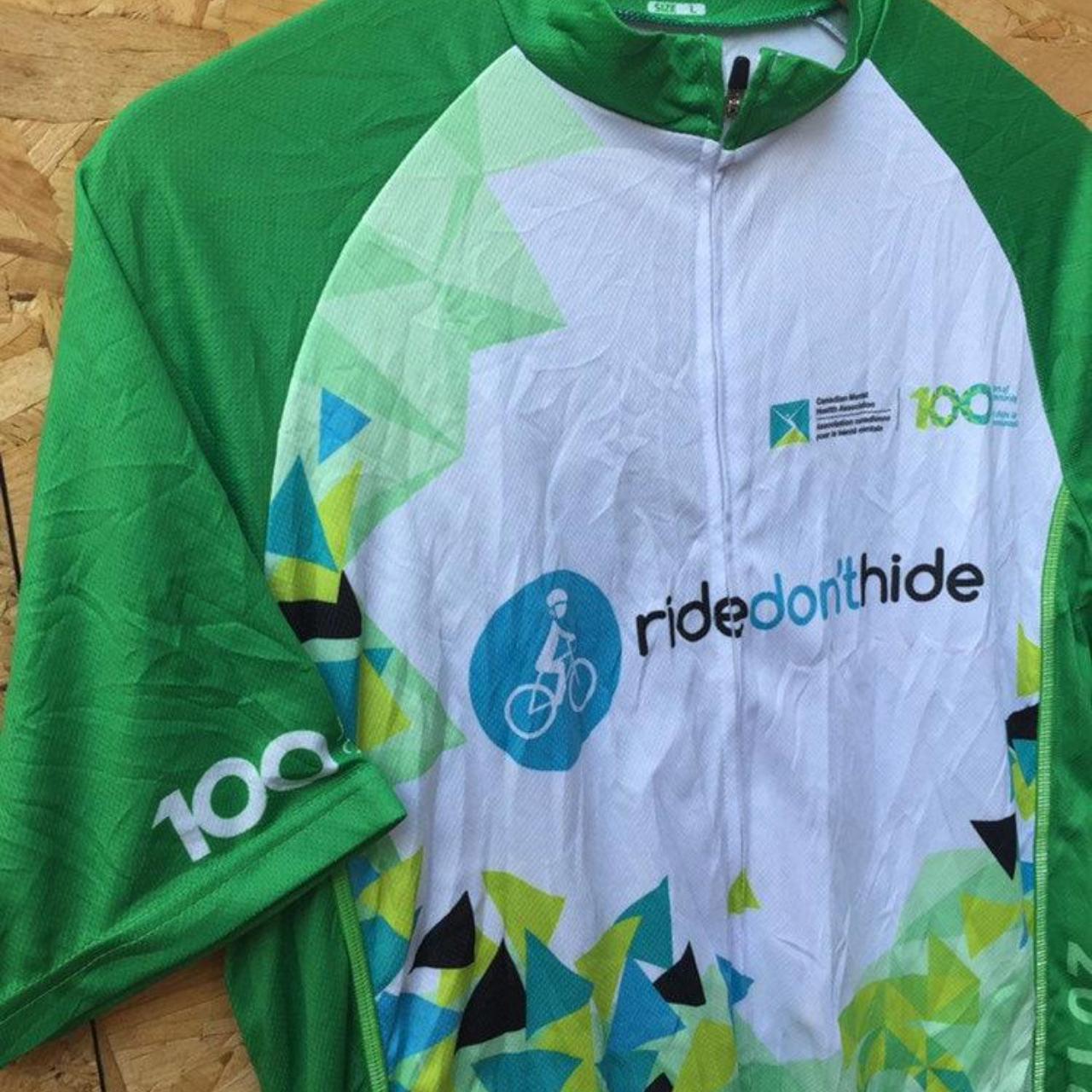 Green White 100 year centenary Rocky Mountain Canada souvenir tour de France style Race Jersey size large