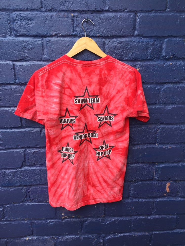 Vintage 90s tie dye red pink Cheertyme Tigers USA college psychedelic rave t-shirt size small