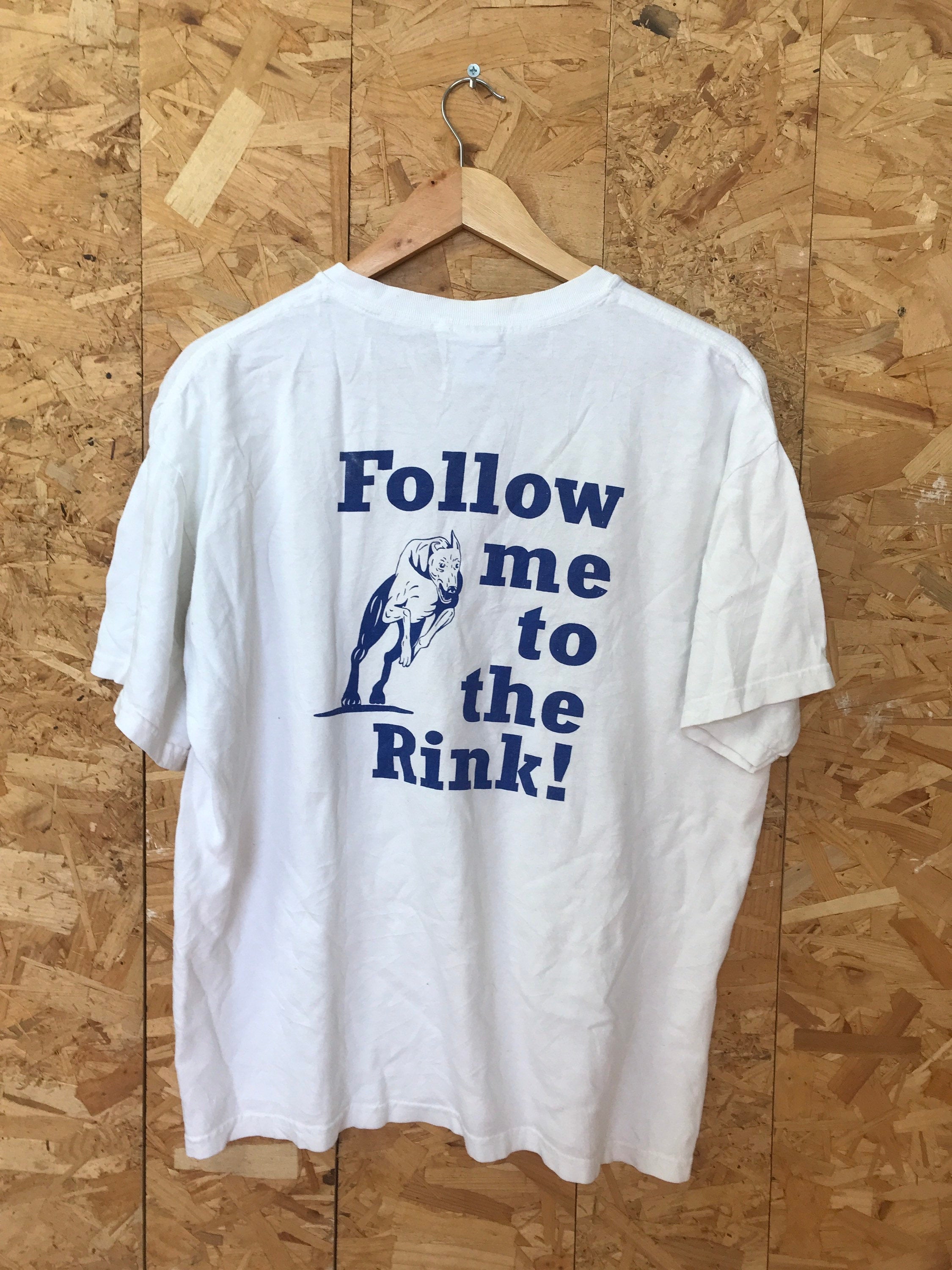 Vintage Carmel Hockey team ‘Follow me to the rink’ USA college sports souvenir white t-shirt size large