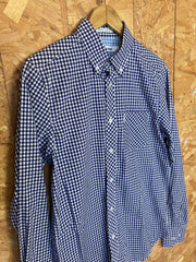 Vintage Ben Sherman navy blue gingham check long sleeve Mod skinhead retro punk shirt size small
