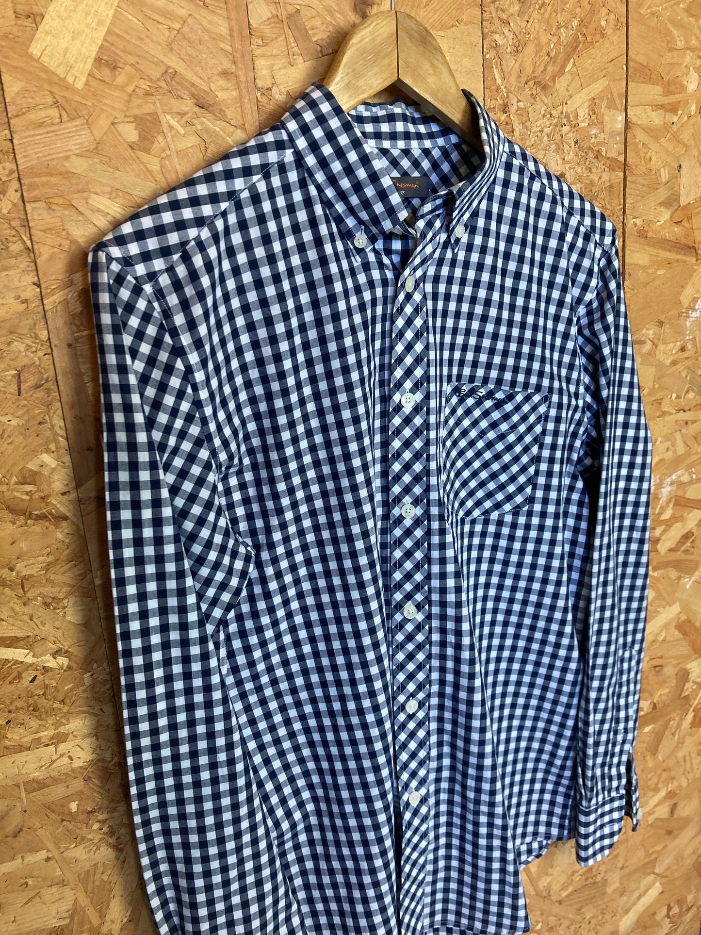 Vintage Ben Sherman black gingham check long sleeve Mod skinhead retro punk shirt size small