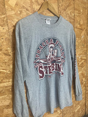 Vintage Y2K grey long sleeve t-shirt Stebbins High School Track & Field Athletics USA souvenir quirky purple size medium
