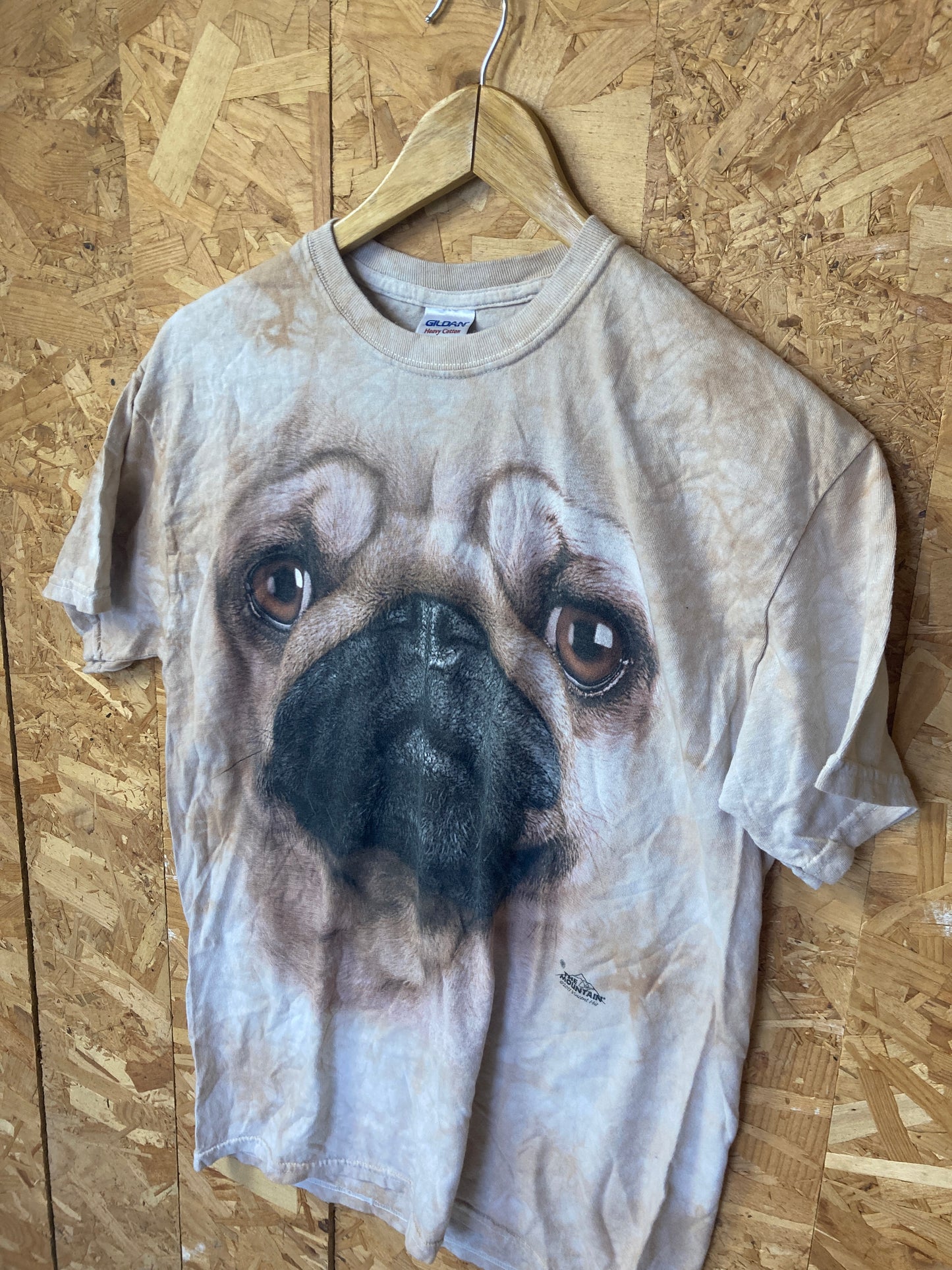 Vintage  Y2K tie dye beige french bulldog print souvenir t-shirt size medium