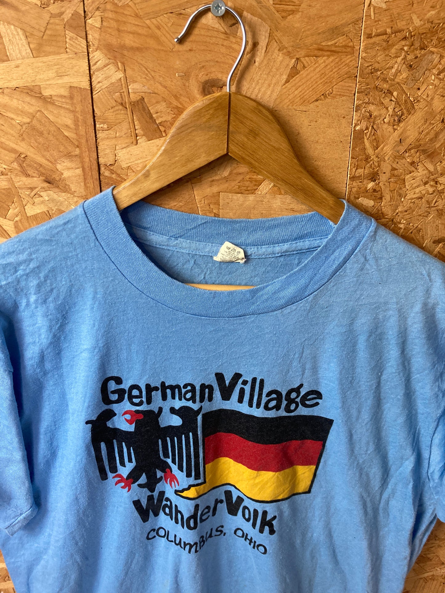 Vintage 90s blue German Village Columbus Ohio souvenir single  t-shirt size XL