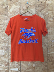 Vintage 90s Hawks Baseball college team Stephenson #3 USA orange v-neck t-shirt size medium