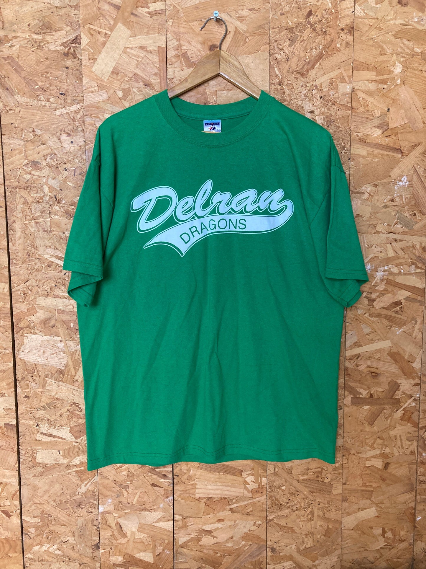 Vintage 90s green Bridgeman #22 Delran Dragons New Jersey high school team souvenir USA t-shirt size large