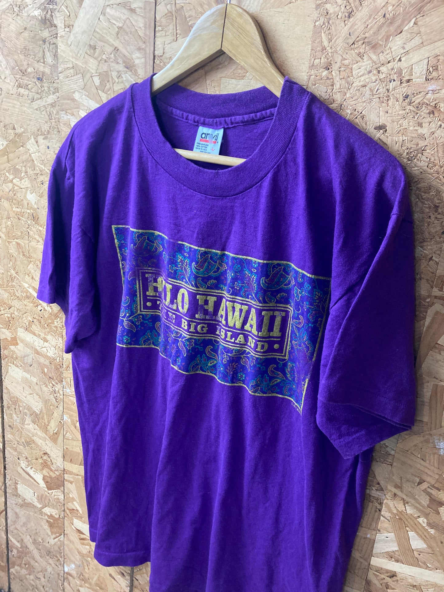 Vintage 90 purple Hilo Hawaii USA single stitch souvenir t-shirt size large