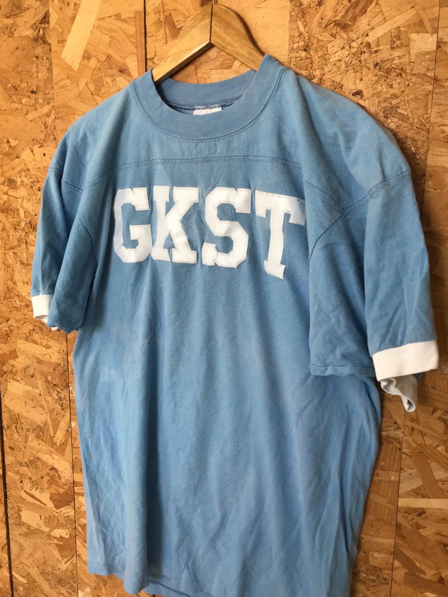 Vintage 90s light blue Kaitlyn GKST college varsity team football USA t-shirt size medium