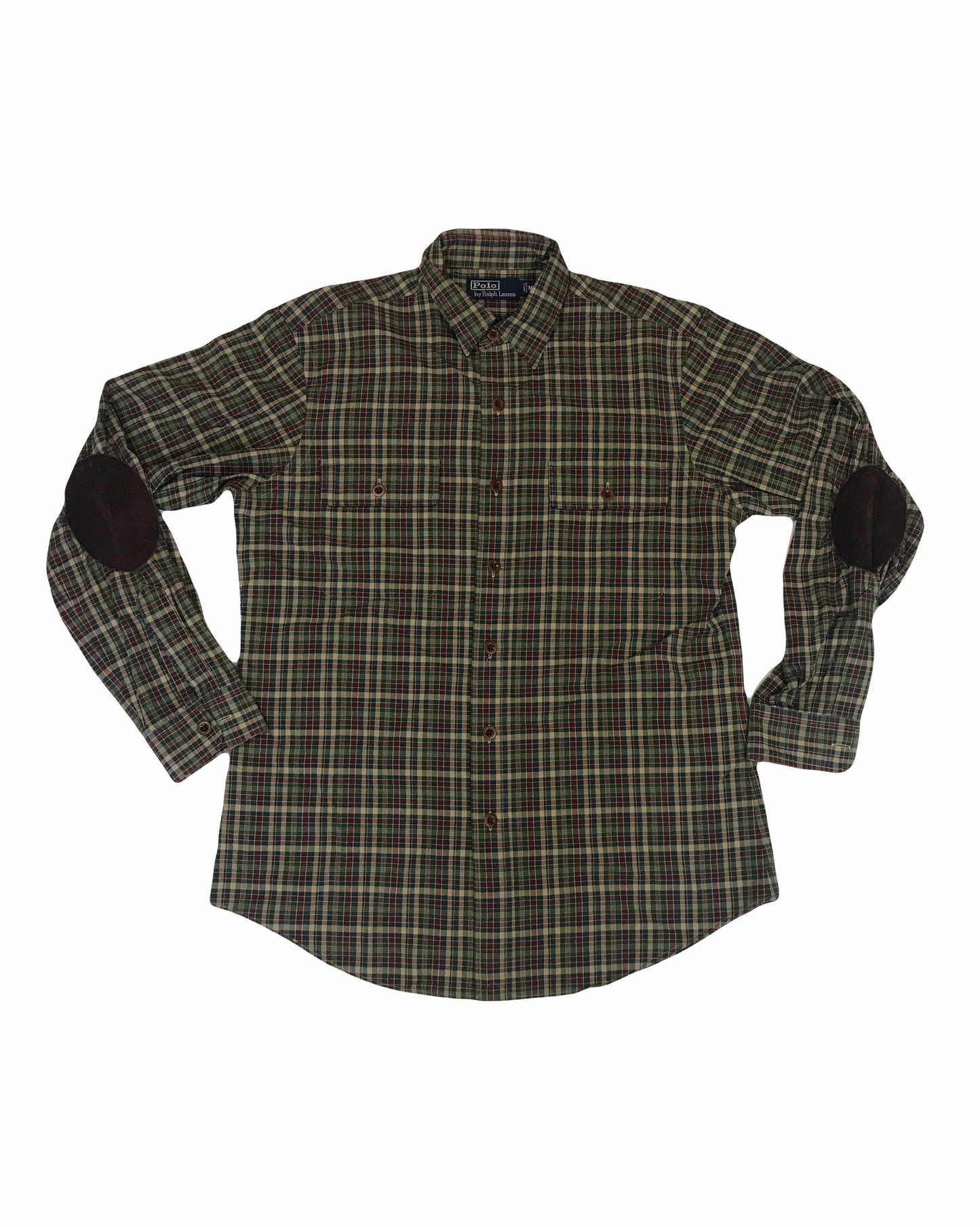 Vintage Y2K Ralph Lauren mens vintage brown and green check shirt with elbow patches size medium