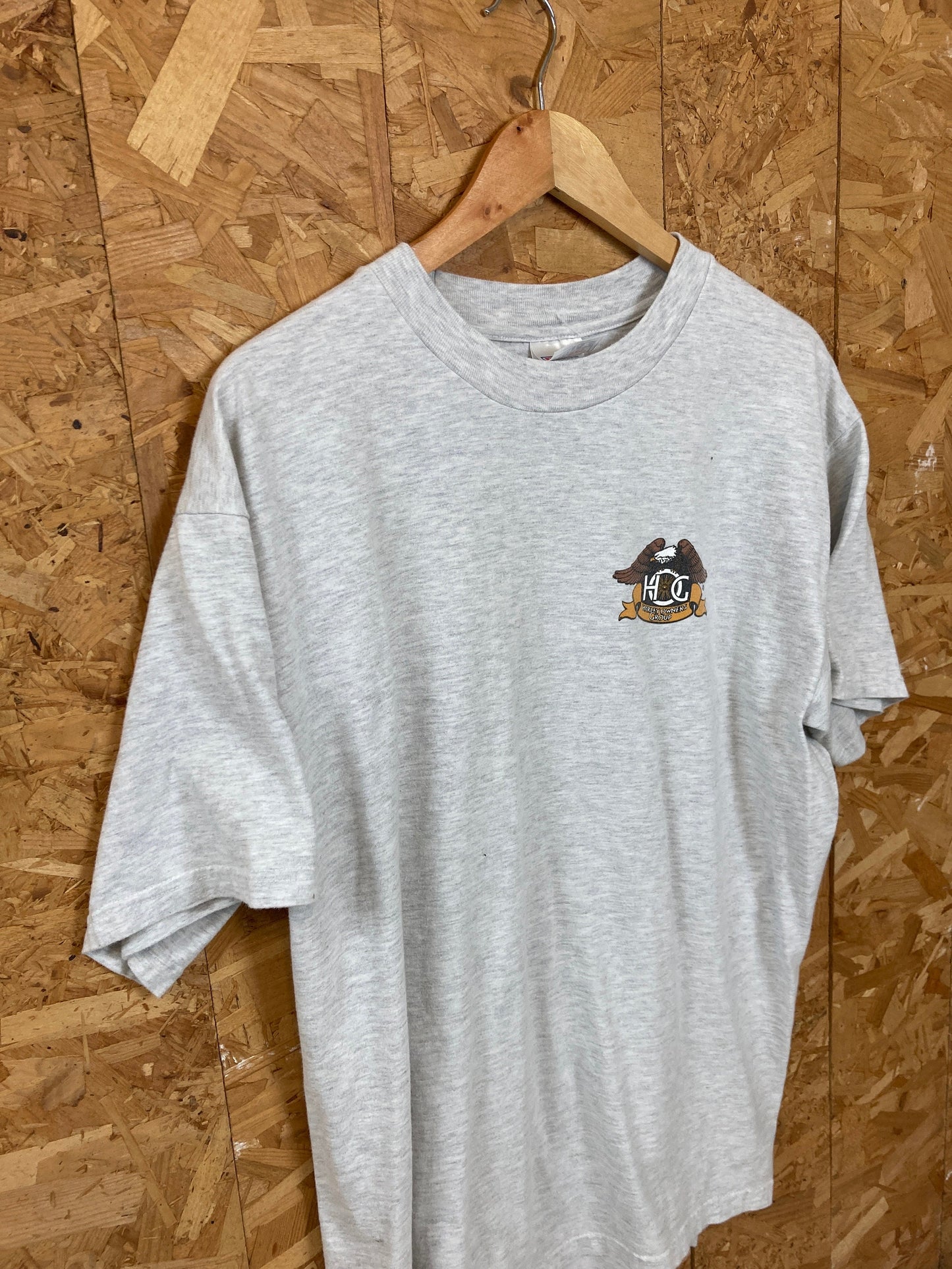 Vintage Y2K Harley Davison owners club hog rally souvenir grey marl t-shirt size large