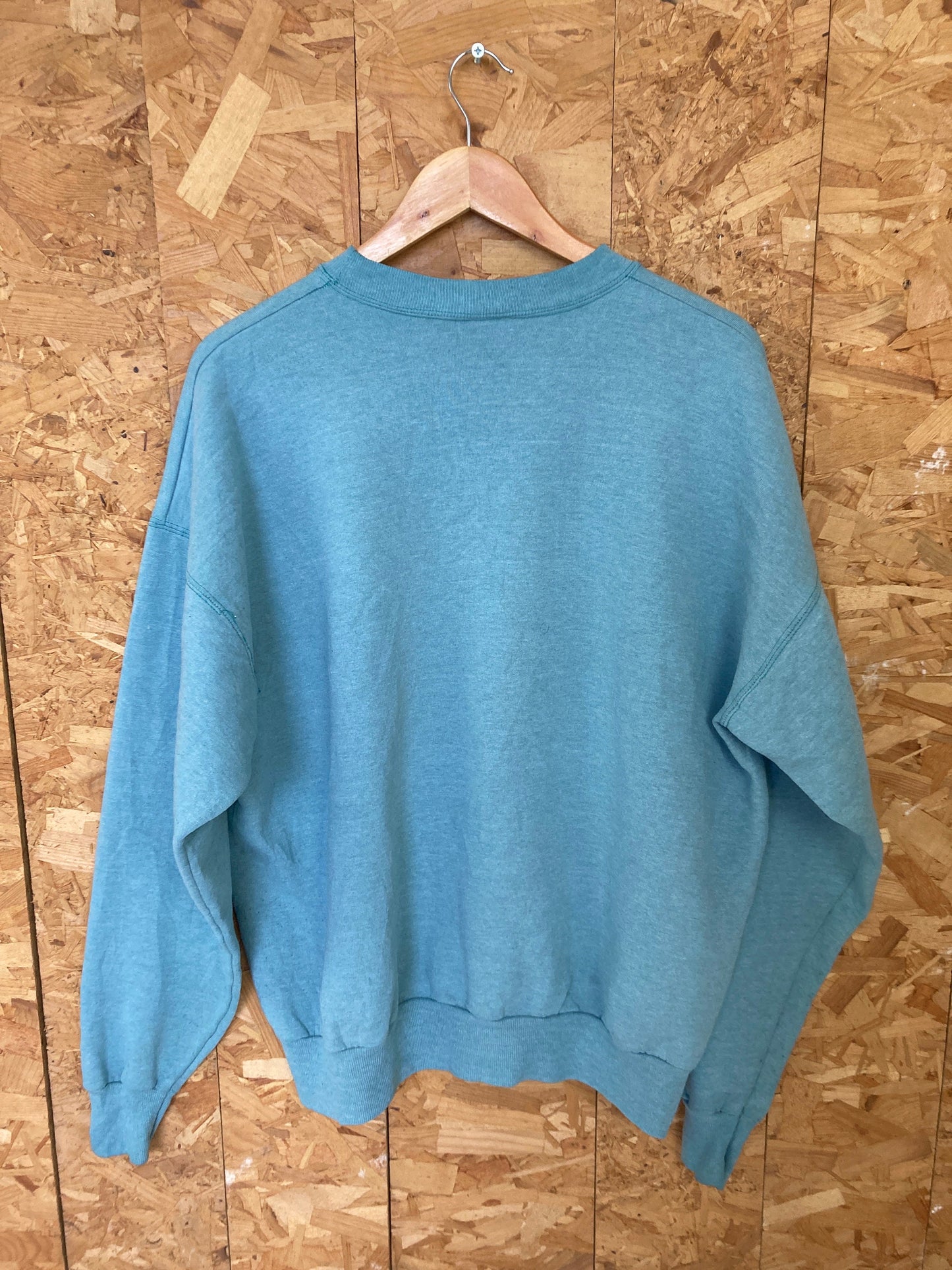 Vintage 90s light turquoise blue Wyoming USA souvenir crew neck sweater size XL