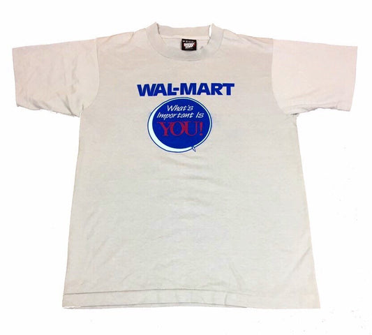 Vintage 90s Walmart USA staff workers quirky grey t-shirt size medium