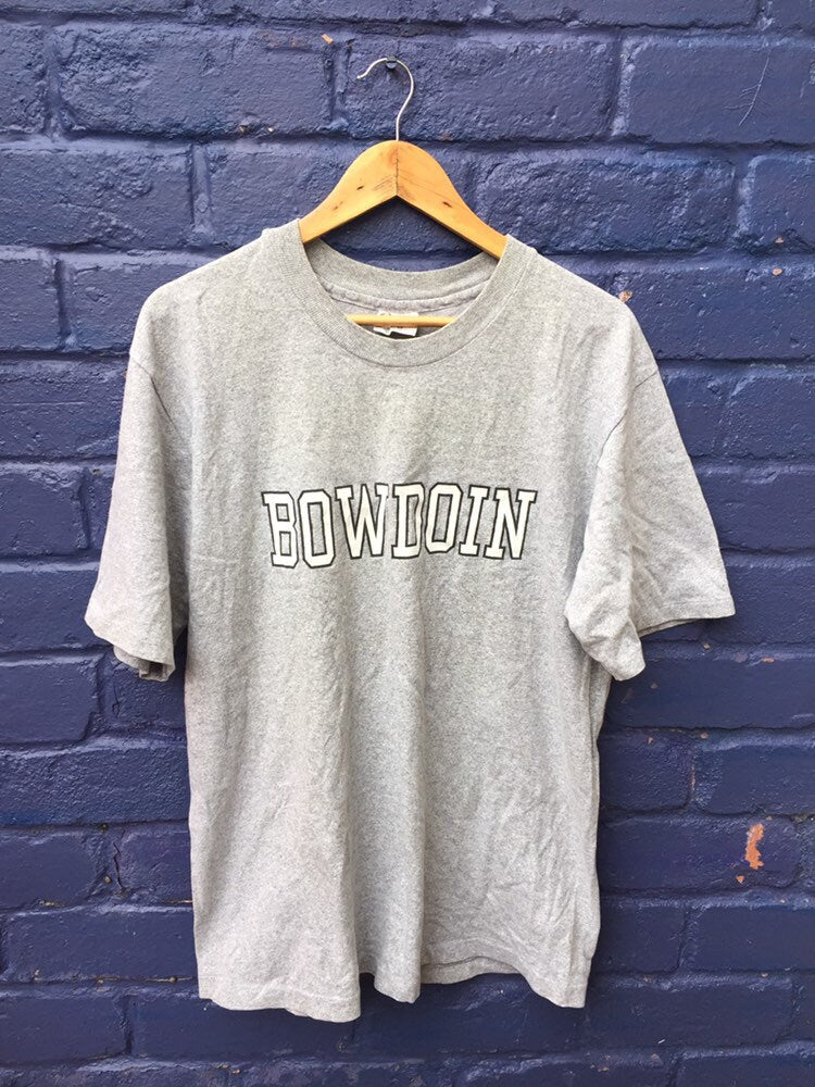 Vintage 90s USA college Bowdoin souvenir grey t-shirt by the cotton exchange size large