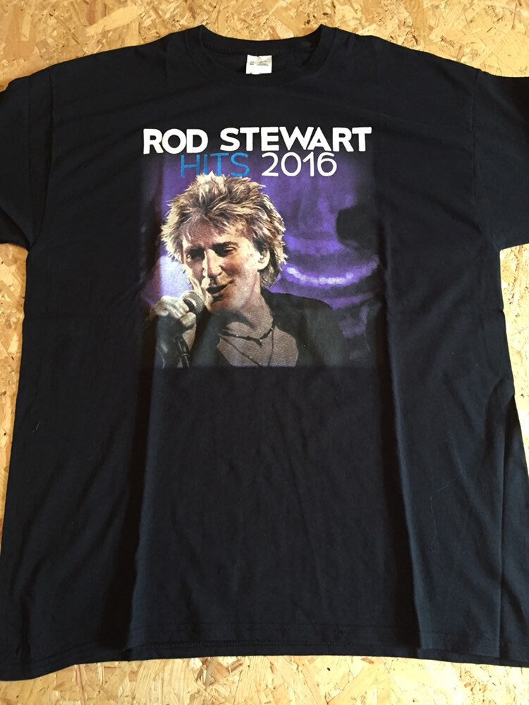 Vintage glam rock Retro music merch band t-shirt rod stewart tour double side print size XL