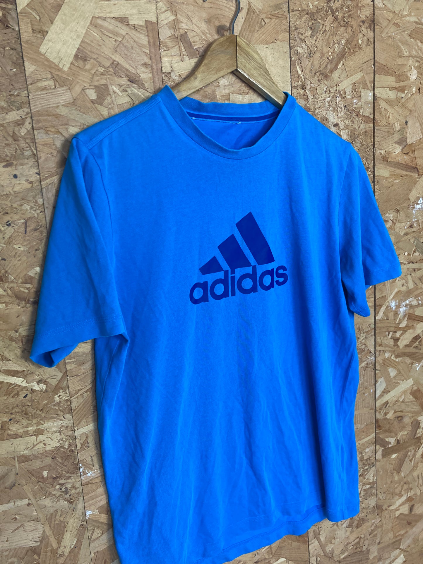 Vintage Y2K Adidas electric blue spell out logo t-shirt size medium