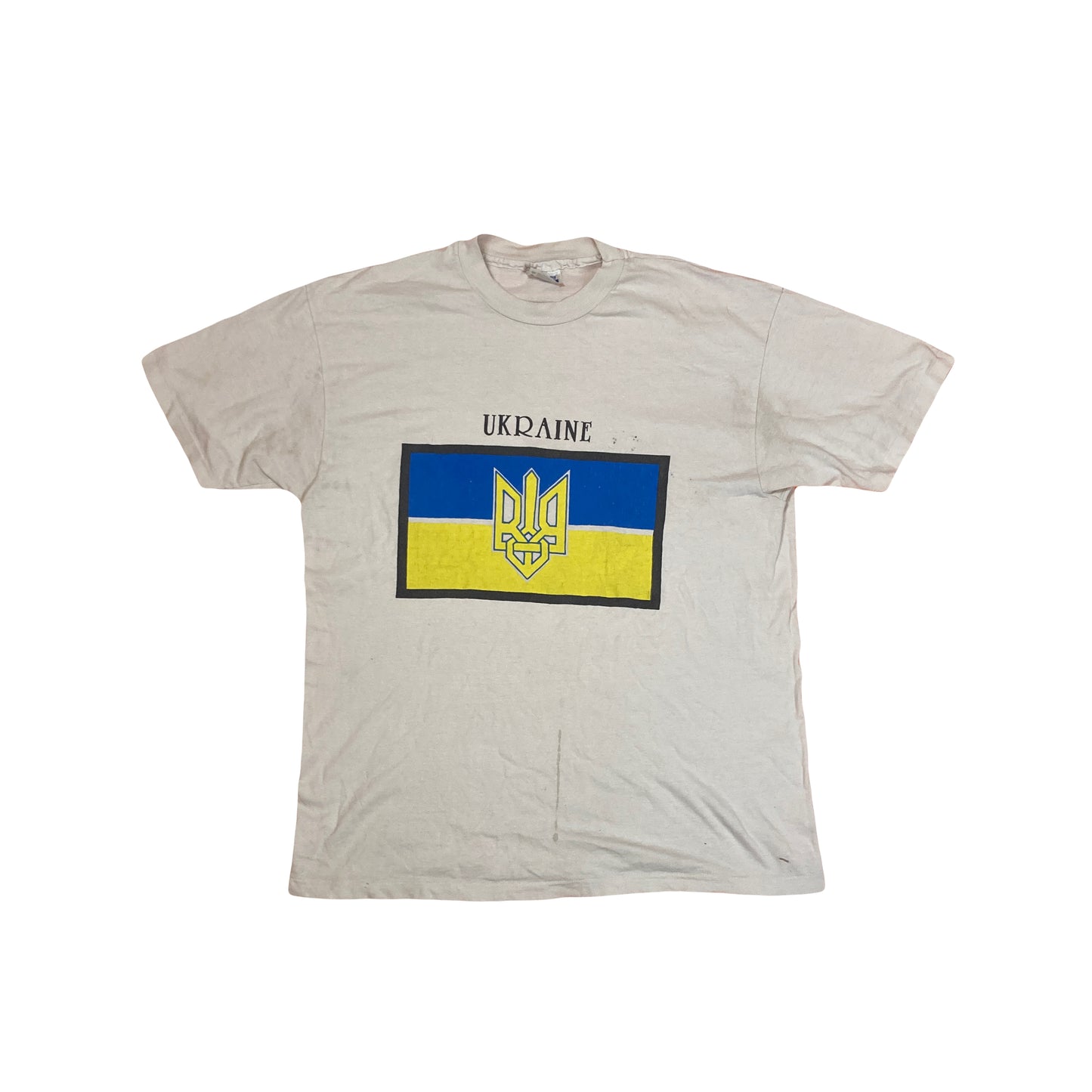 Vintage 90s Ukraine flag single stitch white souvenir t-shirt size large