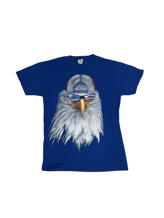 Vintage 90s American Eagle with beard and hat USA souvenir nature print blue quirky patriotic t-shirt size medium