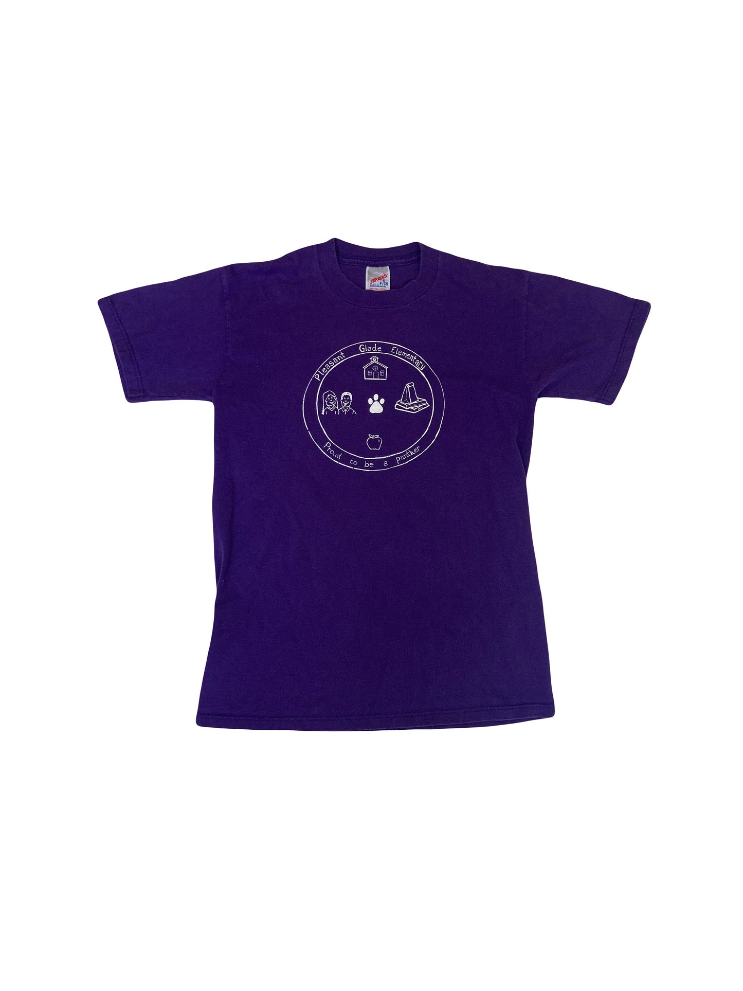 Vintage 90s Pleasant Glade Elementary School USA souvenir quirky purple t-shirt size small