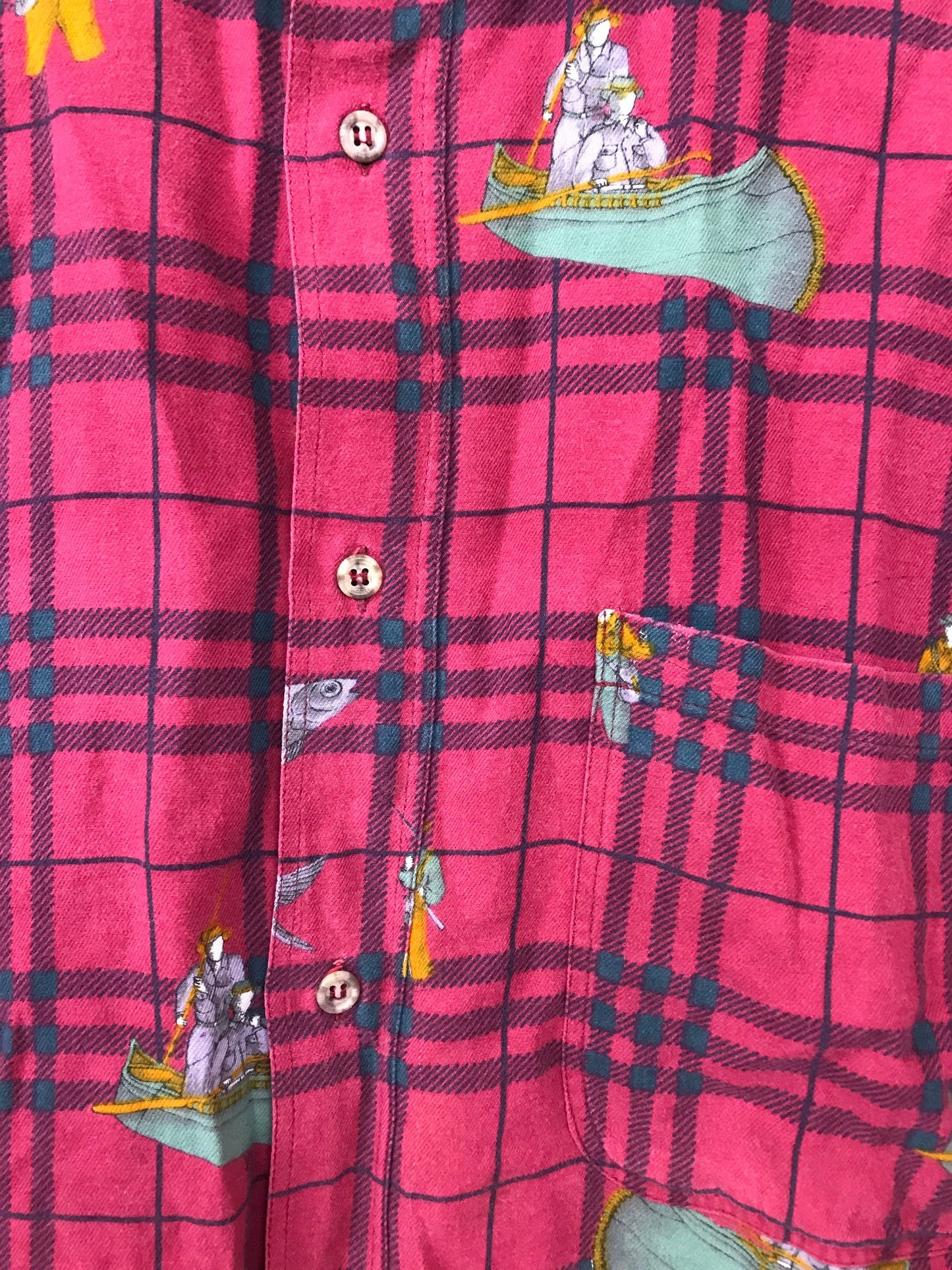 Vintage 90s red check fishing hunting  soft brushed cotton shirt size large by Henry Cottons