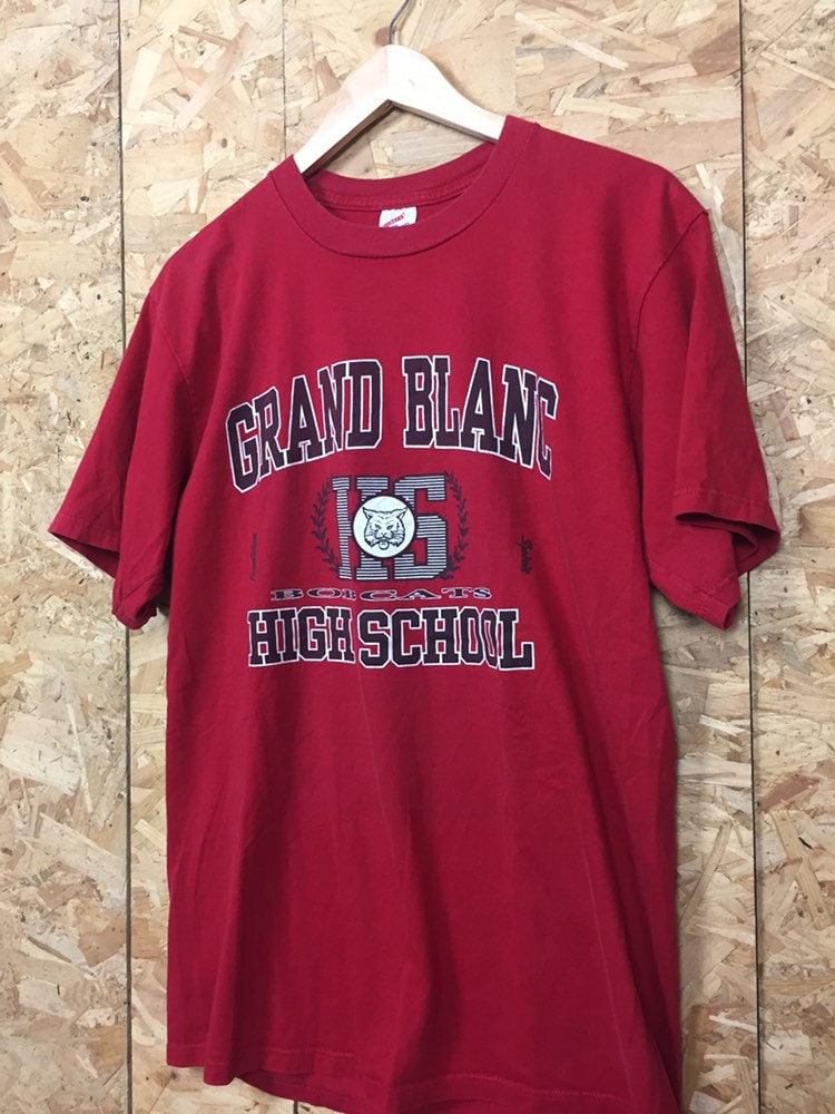 Vintage 90s red Grand Blanc Bobcats High School USA college souvenir t-shirt size large