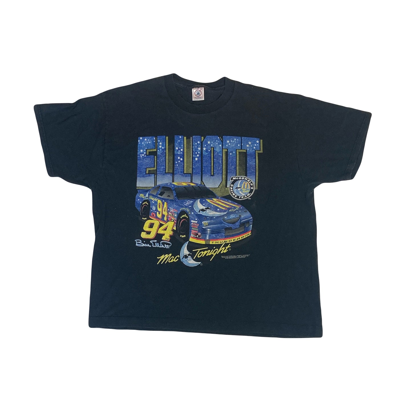 Vintage 90s NASCAR Bill Elliot McDonald’s black faded souvenir t-shirt size XL