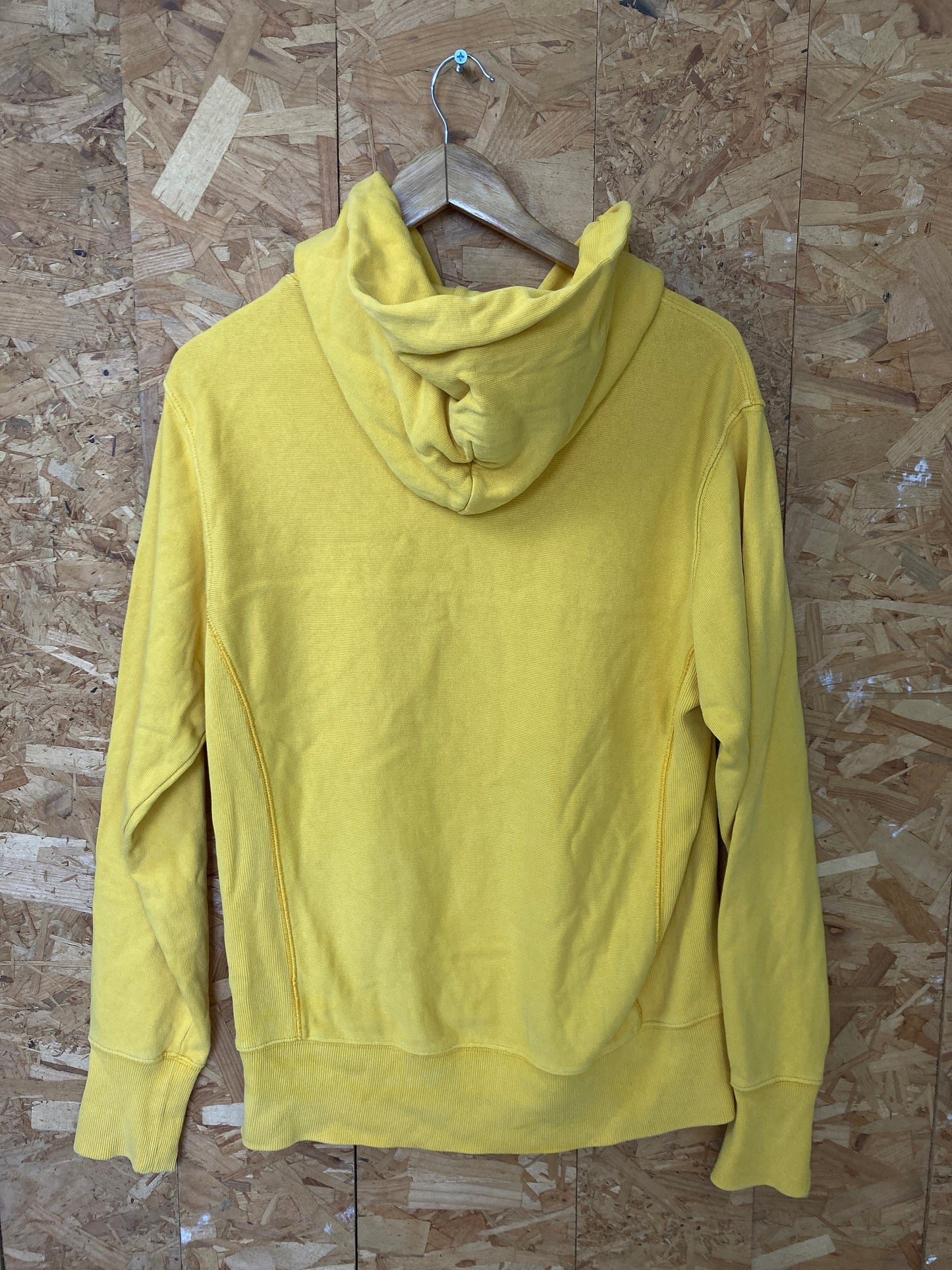 Vintage early 90s Champion USA heavy duty reverse weave yellow hoodie size small