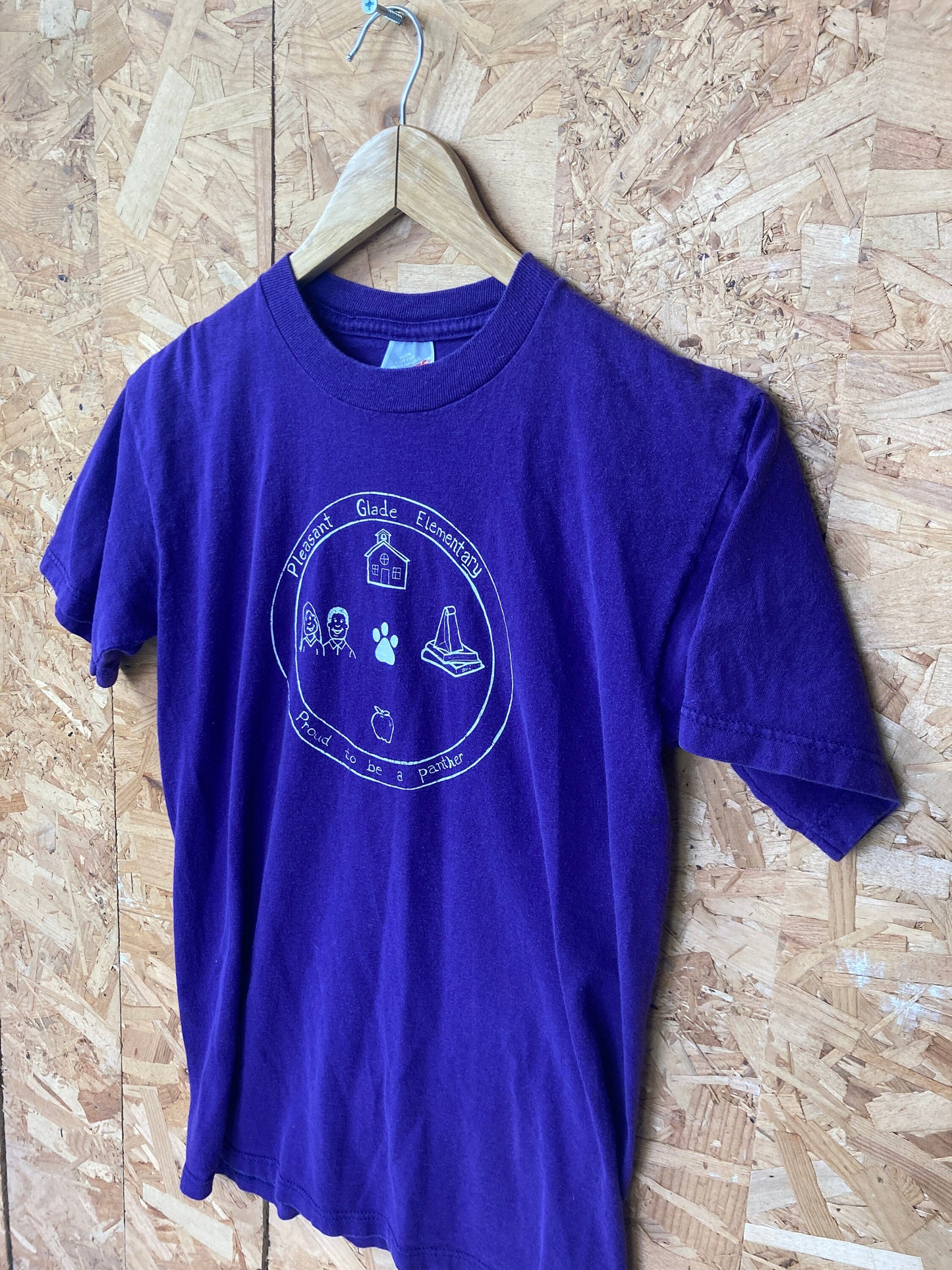 Vintage 90s Pleasant Glade Elementary School USA souvenir quirky purple t-shirt size small